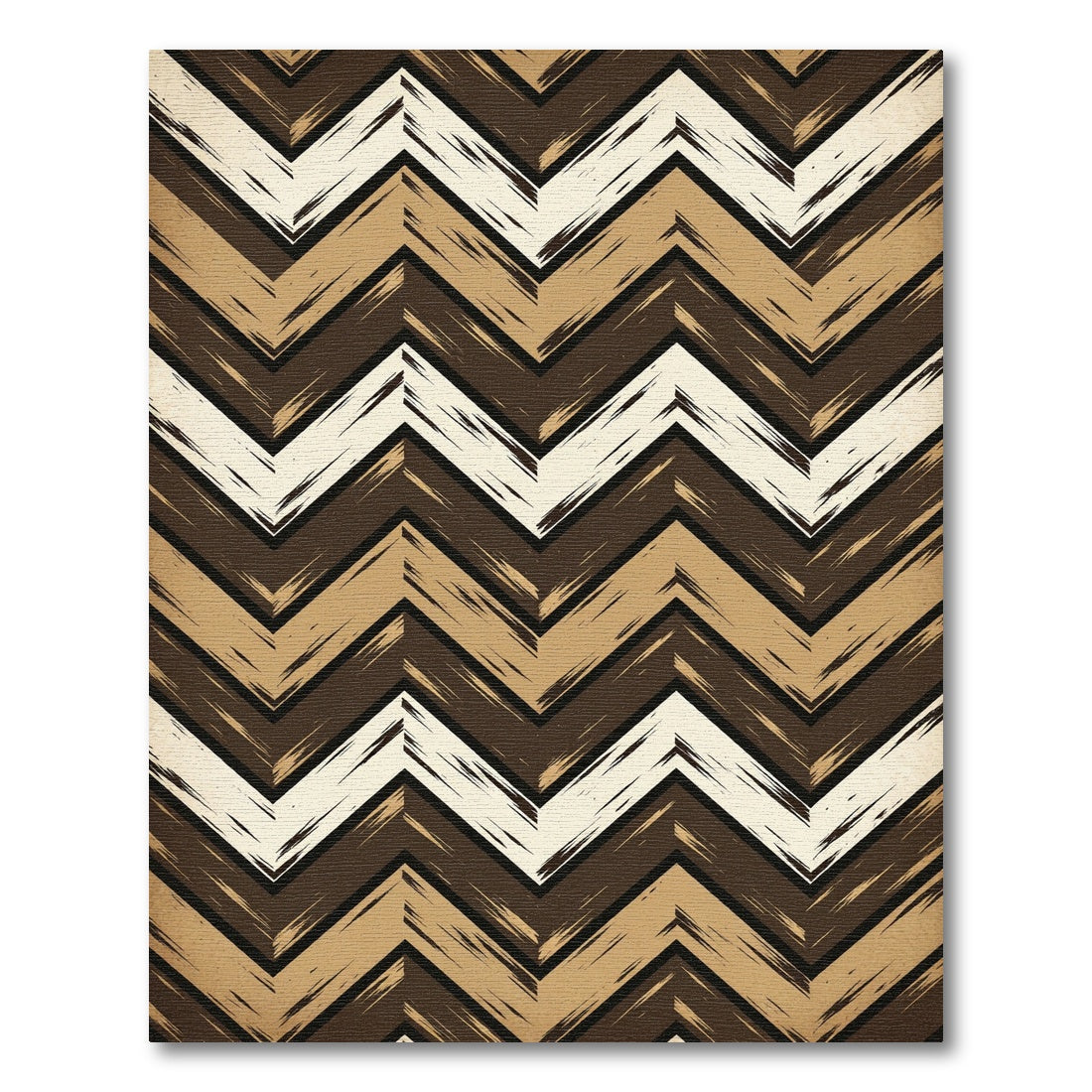 Brown Beige Chevron Brushstroke Rug