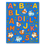 Whimsical Alphabet Animals Autumn Leaves Rug