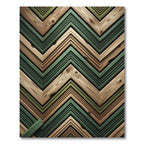 Green Wood Grain Chevron Layers Rug