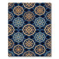 Navy Blue Golden Hexagon Geometric Medallion Rug