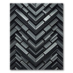 Modern Charcoal Geometric Chevron Block Rug