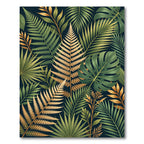 Lush Green and Gold Tropical Foliage Rug