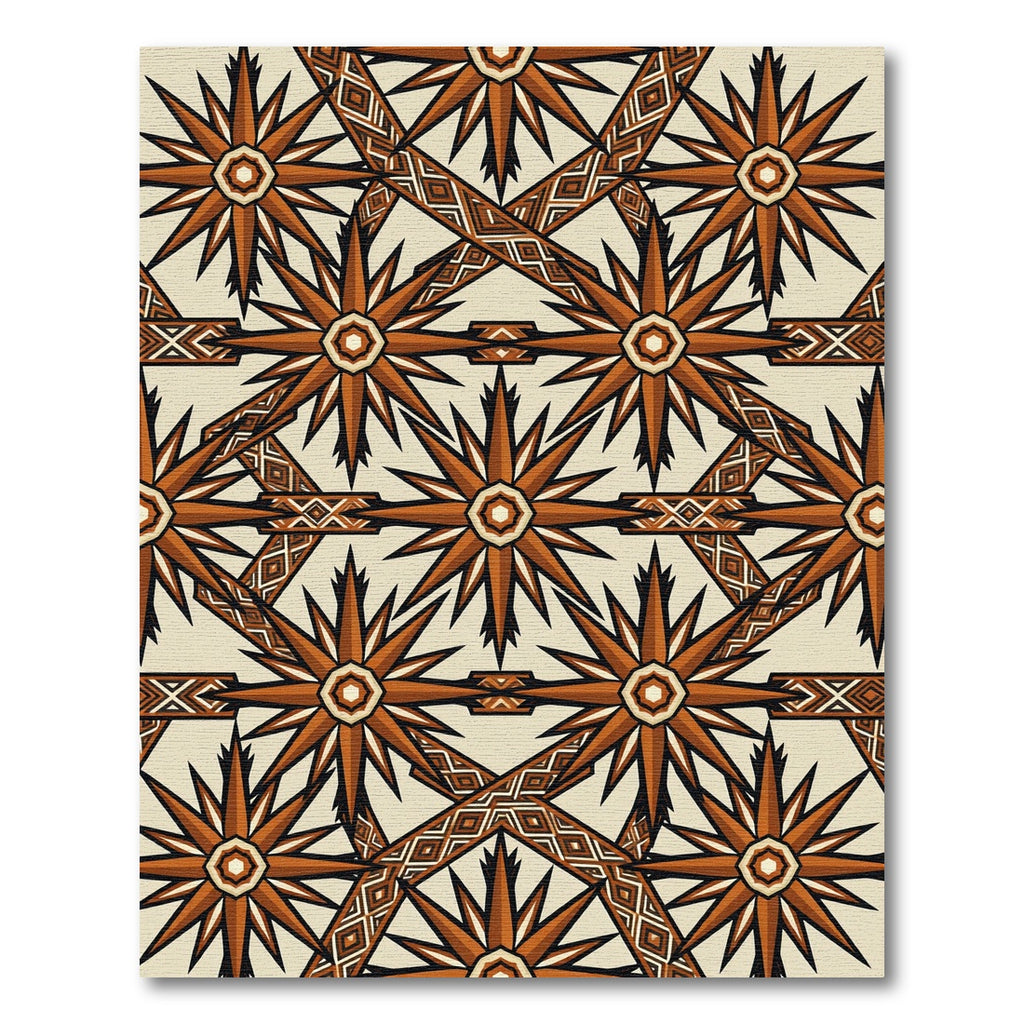 Amber Starburst Geometric Lattice Rug
