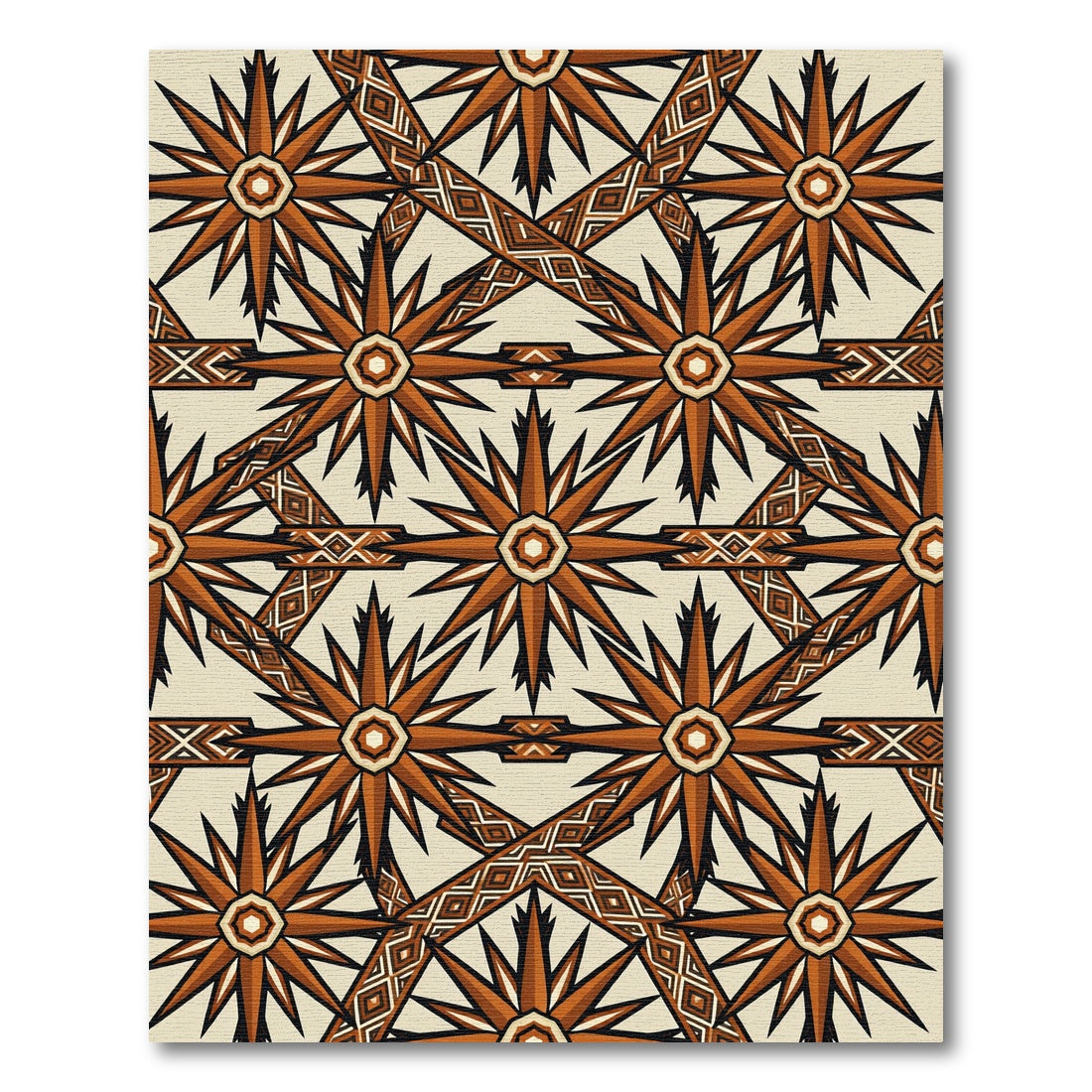 Amber Starburst Geometric Lattice Rug