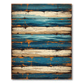 Distressed Coastal Blue and Beige Plank Rug