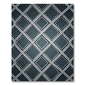 Sophisticated Slate Gray Interlocking Geometric Grid Rug