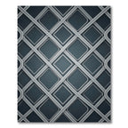 Sophisticated Slate Gray Interlocking Geometric Grid Rug