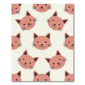 Playful Coral Cat Face Repeat Rug