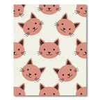 Playful Coral Cat Face Repeat Rug