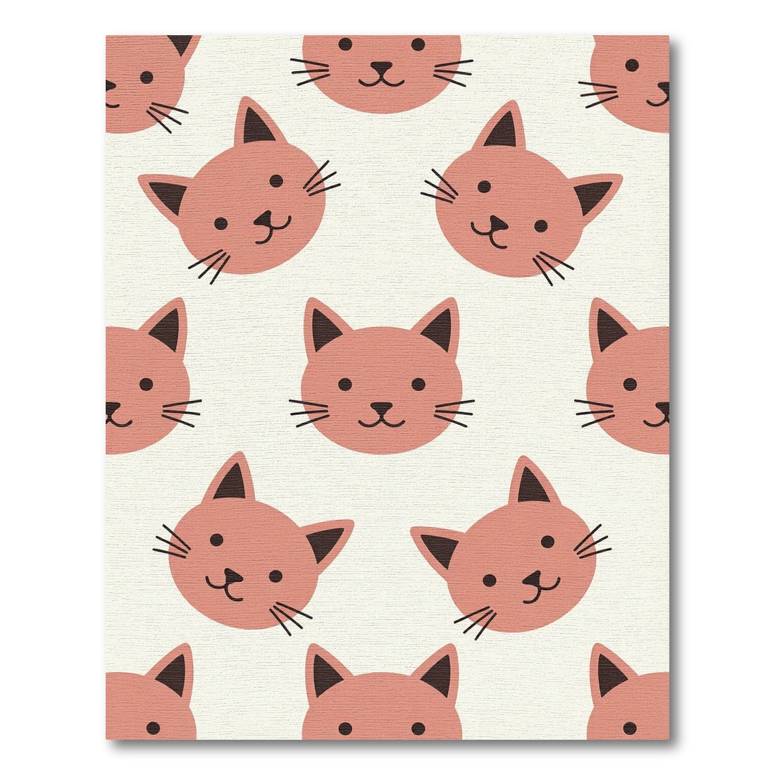 Playful Coral Cat Face Repeat Rug