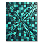 Abstract Teal Geometric Shard Mosaic Rug