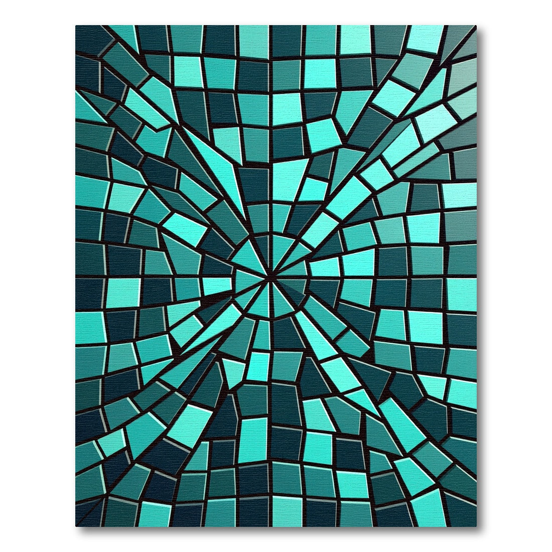 Abstract Teal Geometric Shard Mosaic Rug