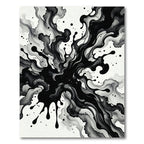 Monochrome Ink Splatter Swirl Rug