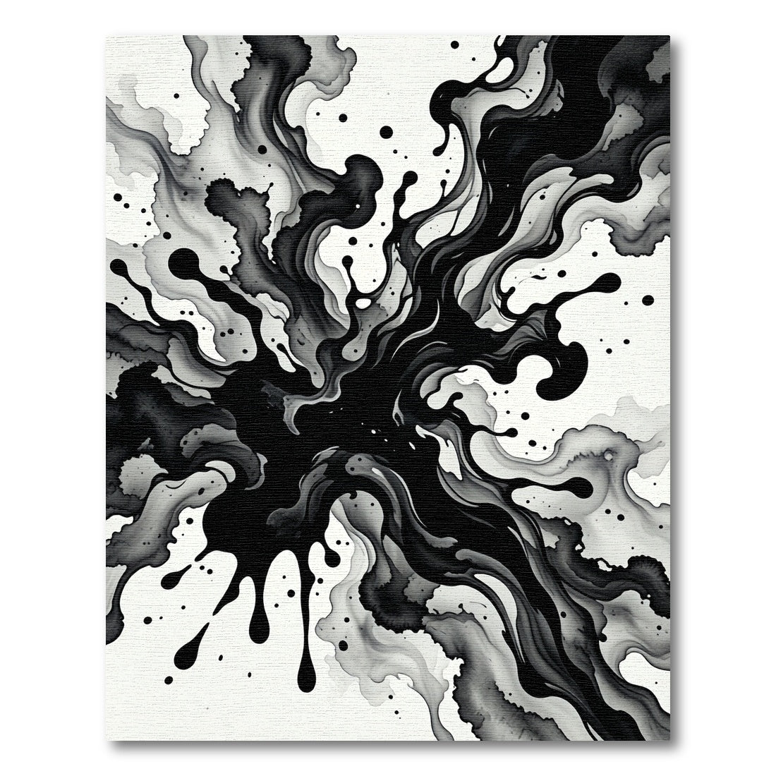 Monochrome Ink Splatter Swirl Rug