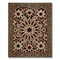 Crimson Gold Star Intricate Geometric Rug