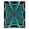Neon Cyan Glowing Geometric Tunnel Rug