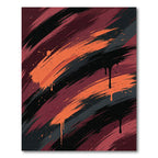 Crimson Orange Black Brushstroke Drip Rug