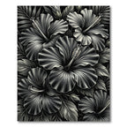 Monochromatic Hibiscus Floral Garden Art Rug
