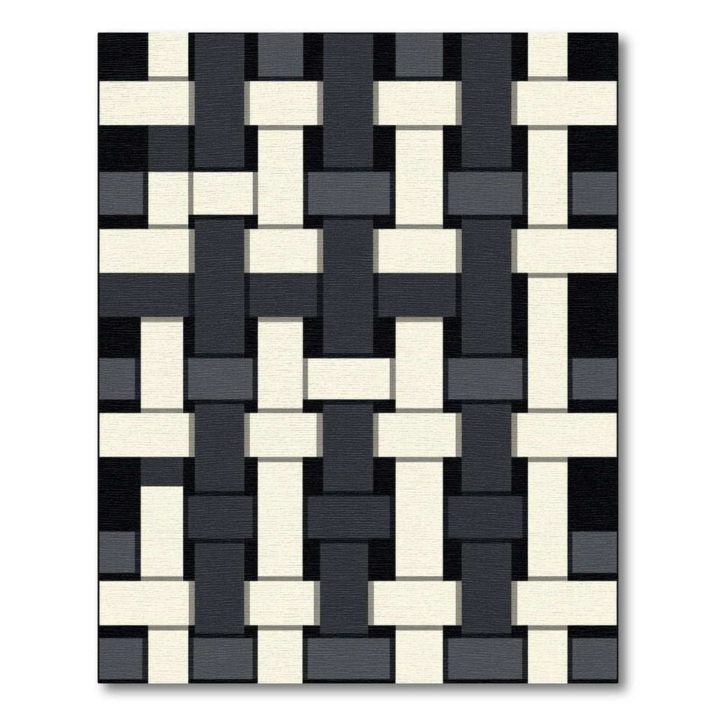 Modern Monochrome Interlocking Woven Grid Rug