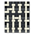 Modern Monochrome Interlocking Woven Grid Rug