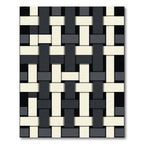 Modern Monochrome Interlocking Woven Grid Rug