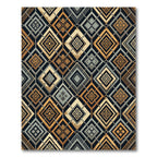 Geometric Golden Diamond Earth Tone Area Rug