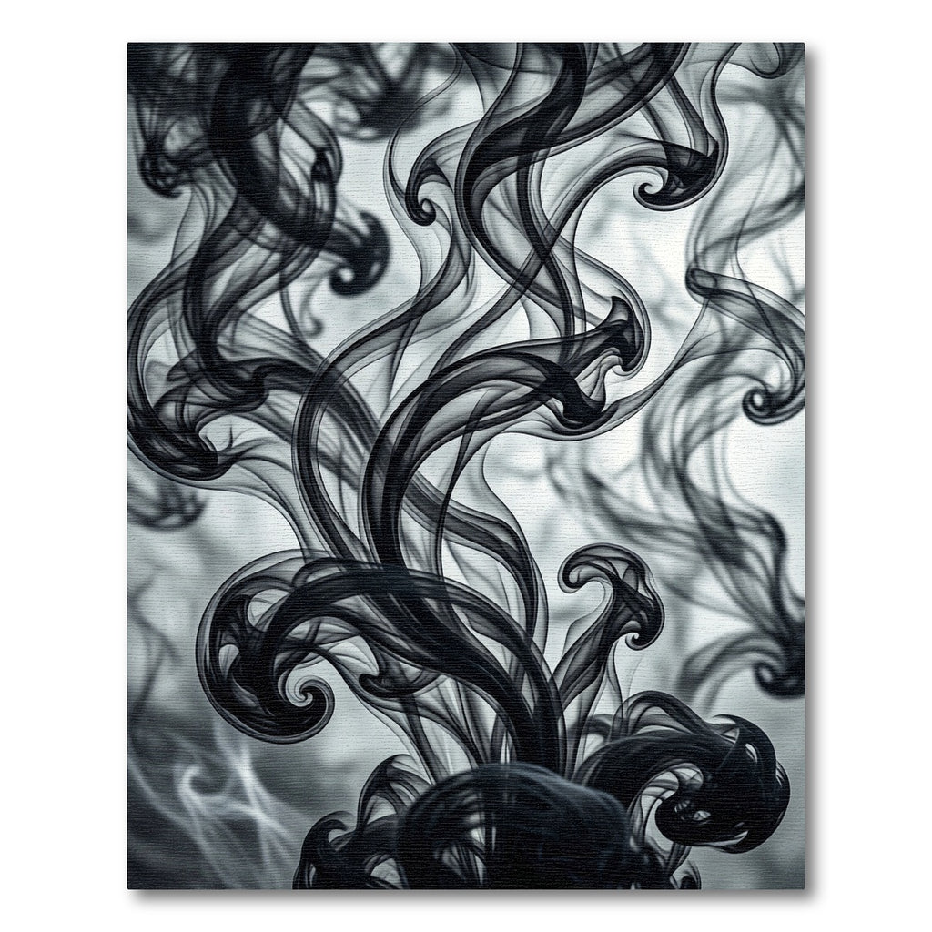 Ethereal Black Smoke Swirls Rug