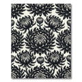 Mono Dark Floral Chrysanthemum Garden Rug