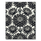 Mono Dark Floral Chrysanthemum Garden Rug