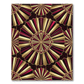 Gold and Burgundy Radiant Fan Medallion Rug