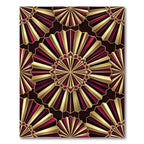 Gold and Burgundy Radiant Fan Medallion Rug
