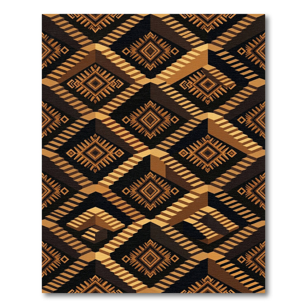 Earthy Diamonds Cubes Staircase Rug