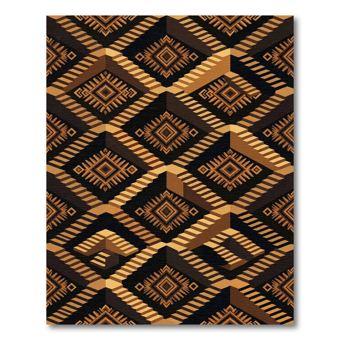 Earthy Diamonds Cubes Staircase Rug