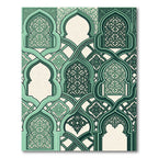 Deep Green Intricate Arabesque Arches Rug