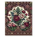 Rich Burgundy Floral Medallion Garden Rug