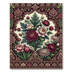 Rich Burgundy Floral Medallion Garden Rug