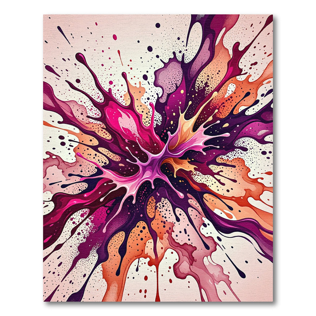 Vivid Magenta Splash Explosion Art Rug