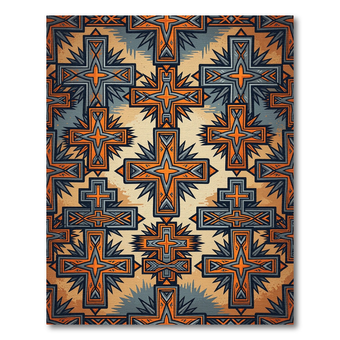 Ornate Geometric Cross Ochre Slate Rug