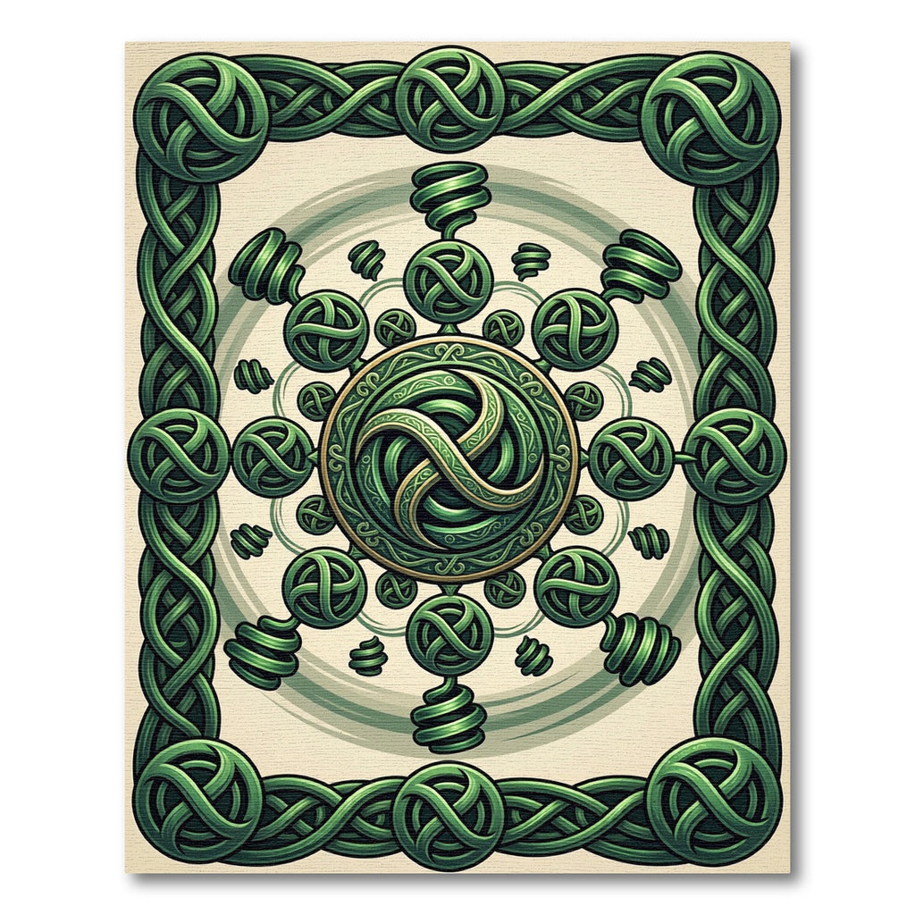 Emerald Celtic Knot Circular Medallion Rug