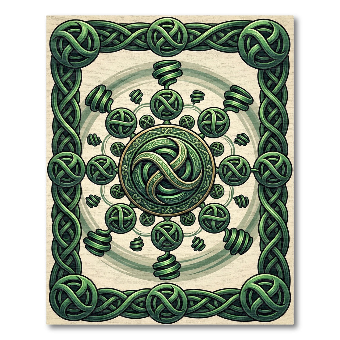 Emerald Celtic Knot Circular Medallion Rug