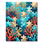 Coral Reef Puzzle Aqua And Orange Rug