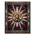 Sacred Golden Christ Radiant Stained Glass Rug