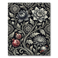 Black Floral Pomegranate Scroll Rug