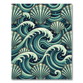Aqua Seashell Wave Composition Rug