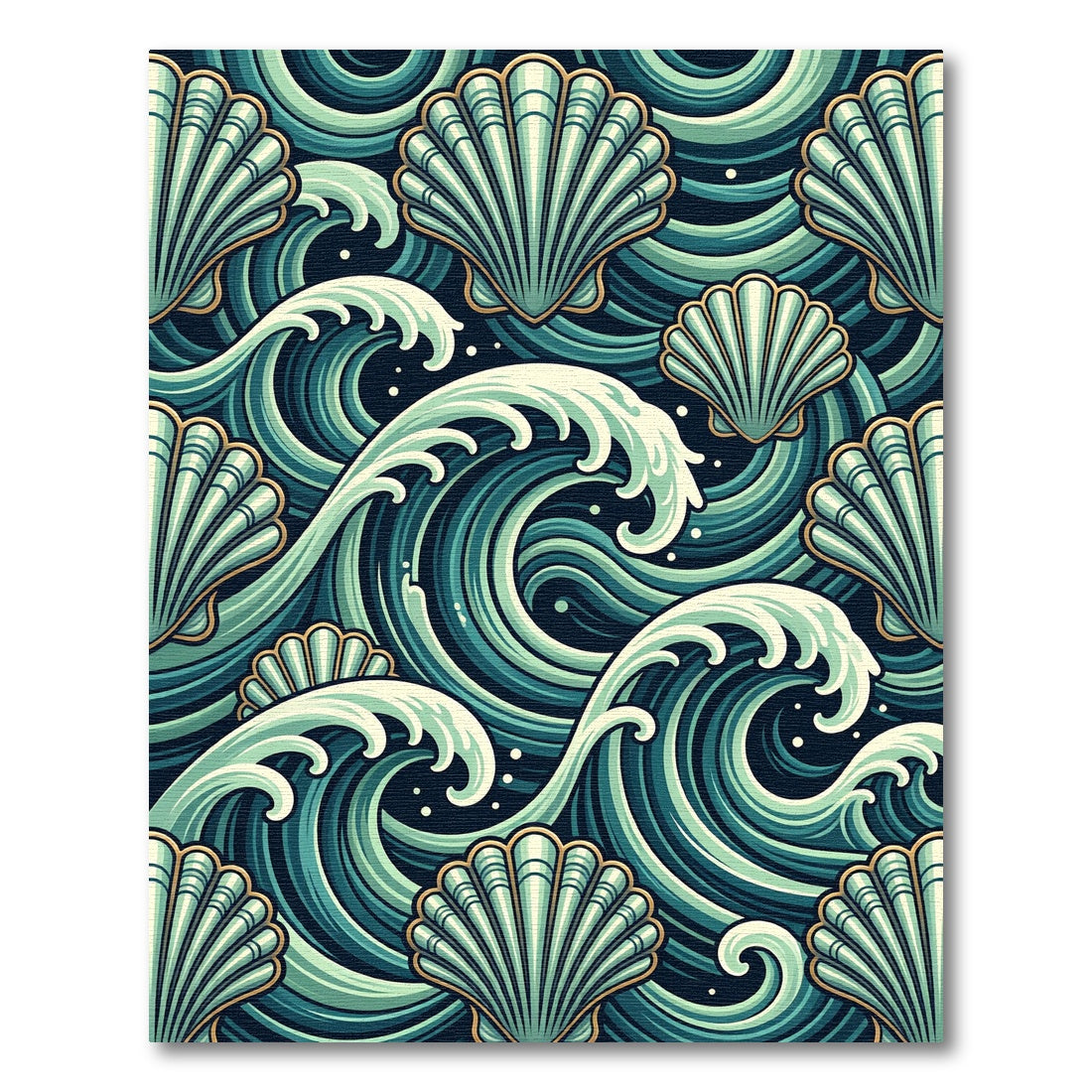 Aqua Seashell Wave Composition Rug