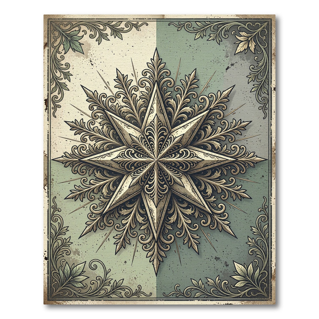 Ornate Golden Star Sage Filigree Rug