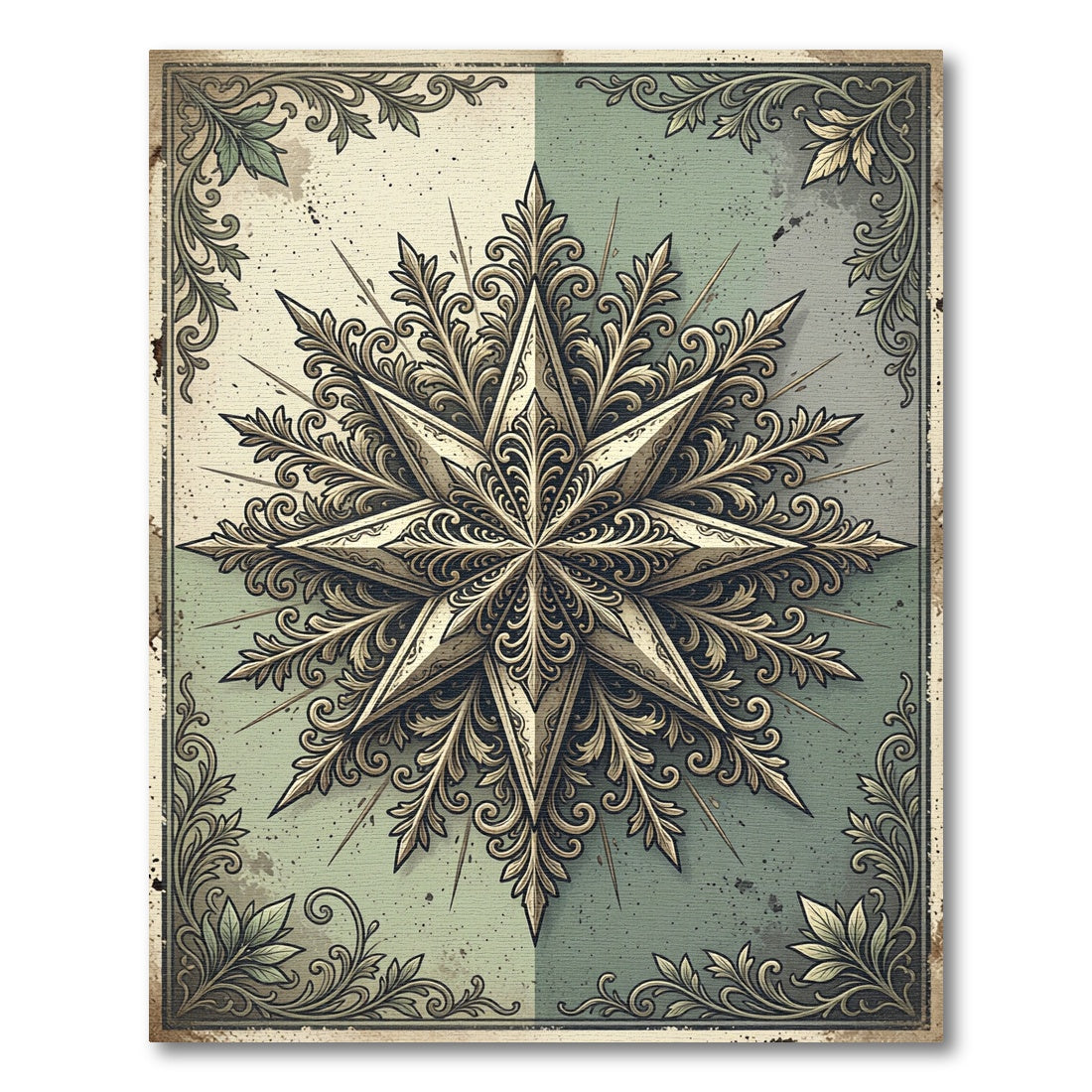 Ornate Golden Star Sage Filigree Rug