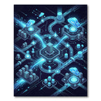 Neon Circuitry Global Data Network Rug