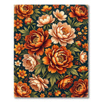 Autumnal Peony Botanical Floral Arrangement Rug