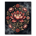 Radiant Crimson Lotus Floral Medallion Rug